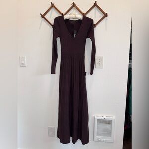 Brown Sweater Midi Dress